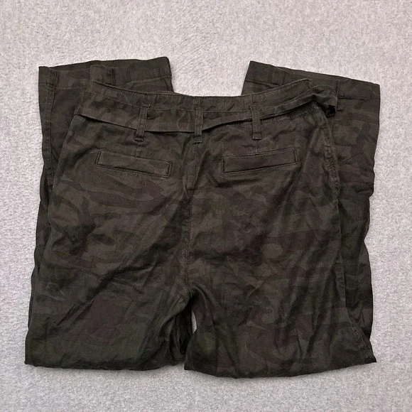 Level 99 Bette Seamed Trouser Size 28 Midnight Camo Belted High Rise Linen Blend - Picture 10 of 11